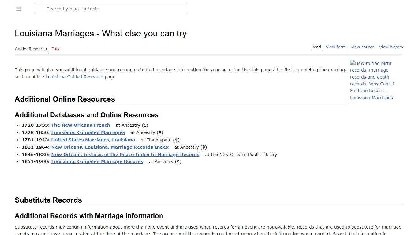 Louisiana Marriages - What else you can try • FamilySearch